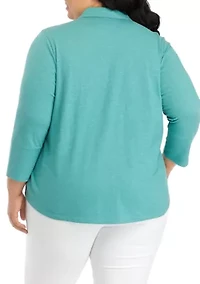 Plus Ashten Button Down Knit Top