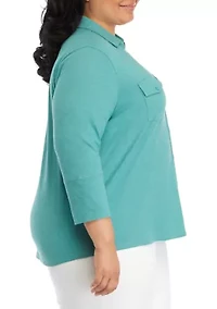 Plus Ashten Button Down Knit Top