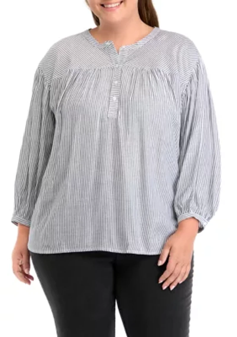 Plus Doral Henley Woven Shirt