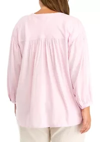 Plus Doral Henley Woven Blouse