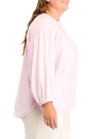 Plus Doral Henley Woven Blouse