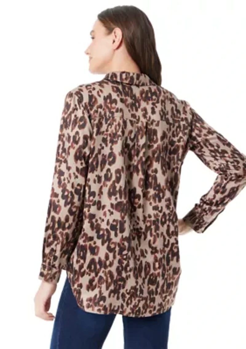 Petite Larisa Silk Effect Printed Top