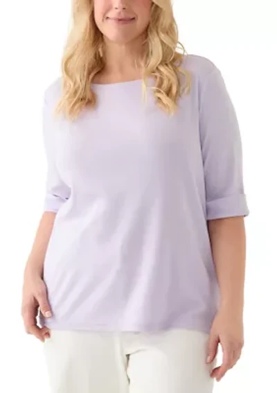 Plus Alanis Boat Neck Knit Top