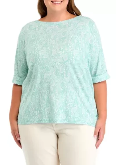 Plus Knit Printed Top