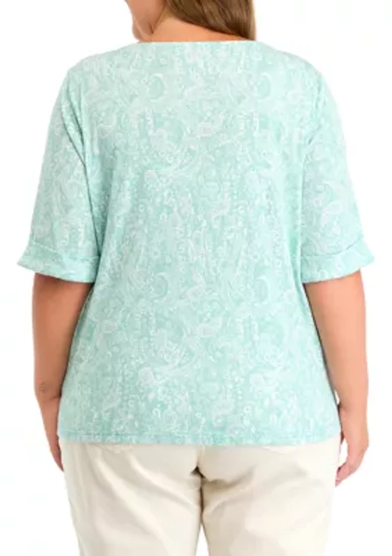 Plus Knit Printed Top