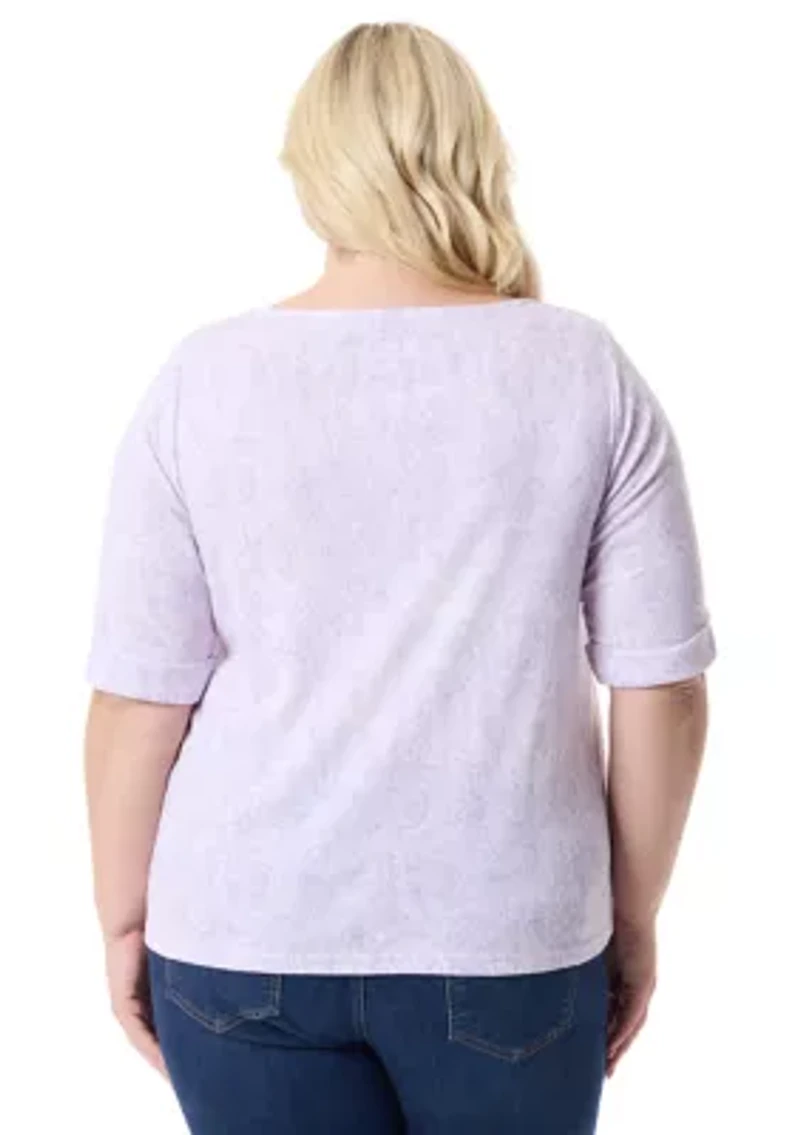 Plus Knit Printed Top