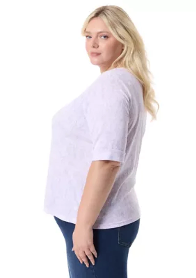 Plus Knit Printed Top