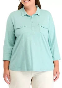 Plus Astery Henley Knit Top