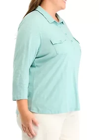 Plus Astery Henley Knit Top