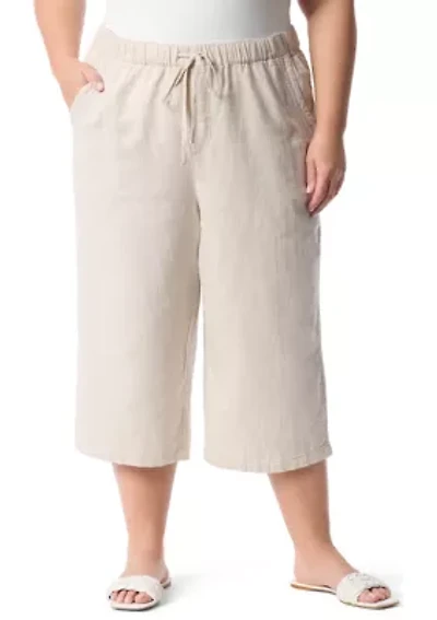 Plus Soft Dobby Wide Leg Capri Pants