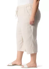 Plus Soft Dobby Wide Leg Capri Pants