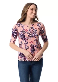 Petite Elbow Sleeve Printed Top