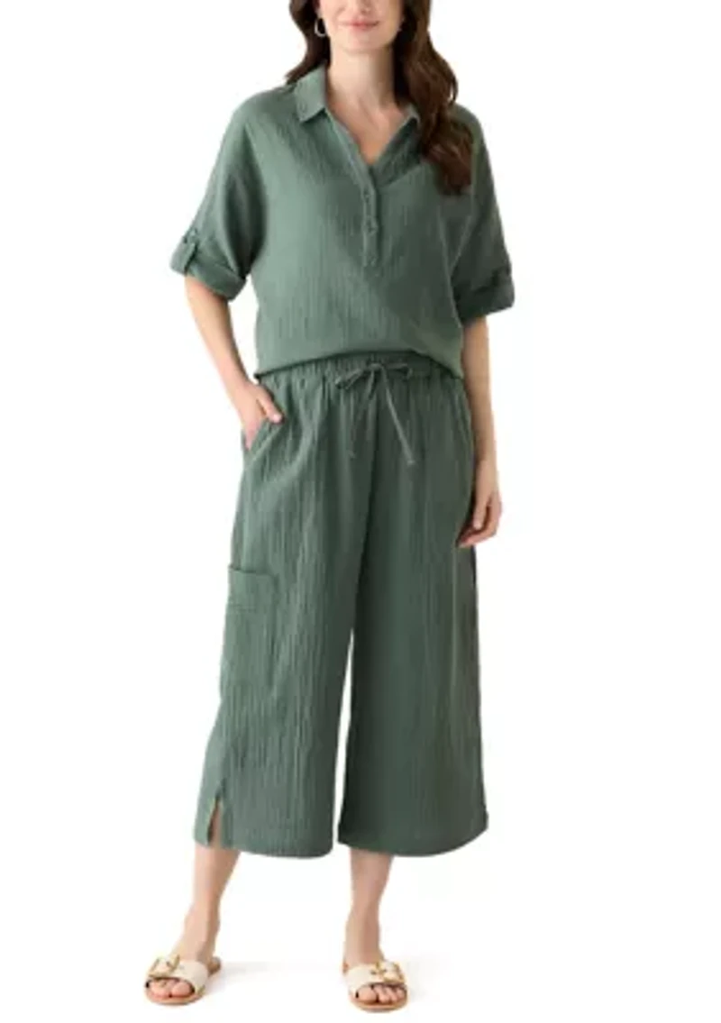 Women's Delia Crinkle Gauze Capri Pants
