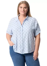 Plus Short Sleeve Woven Shirt