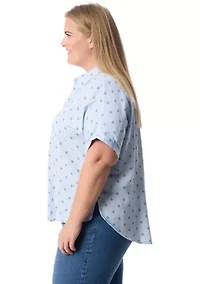 Plus Short Sleeve Woven Shirt