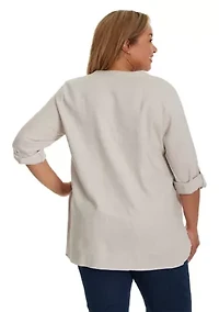 Plus Sabina Linen Button Down Shirt