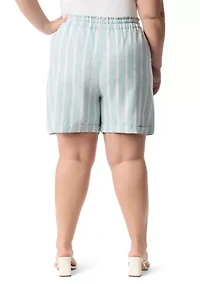 Plus Striped Linen Shorts