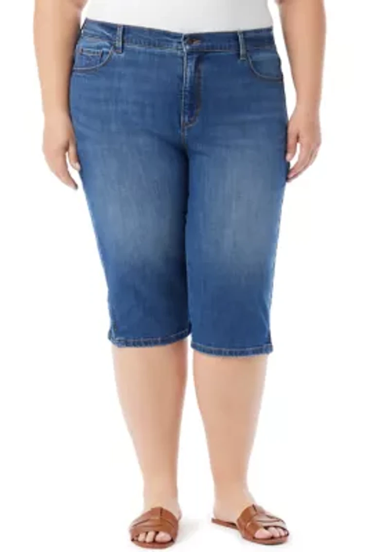 Plus Amanda Skimmer Denim Shorts