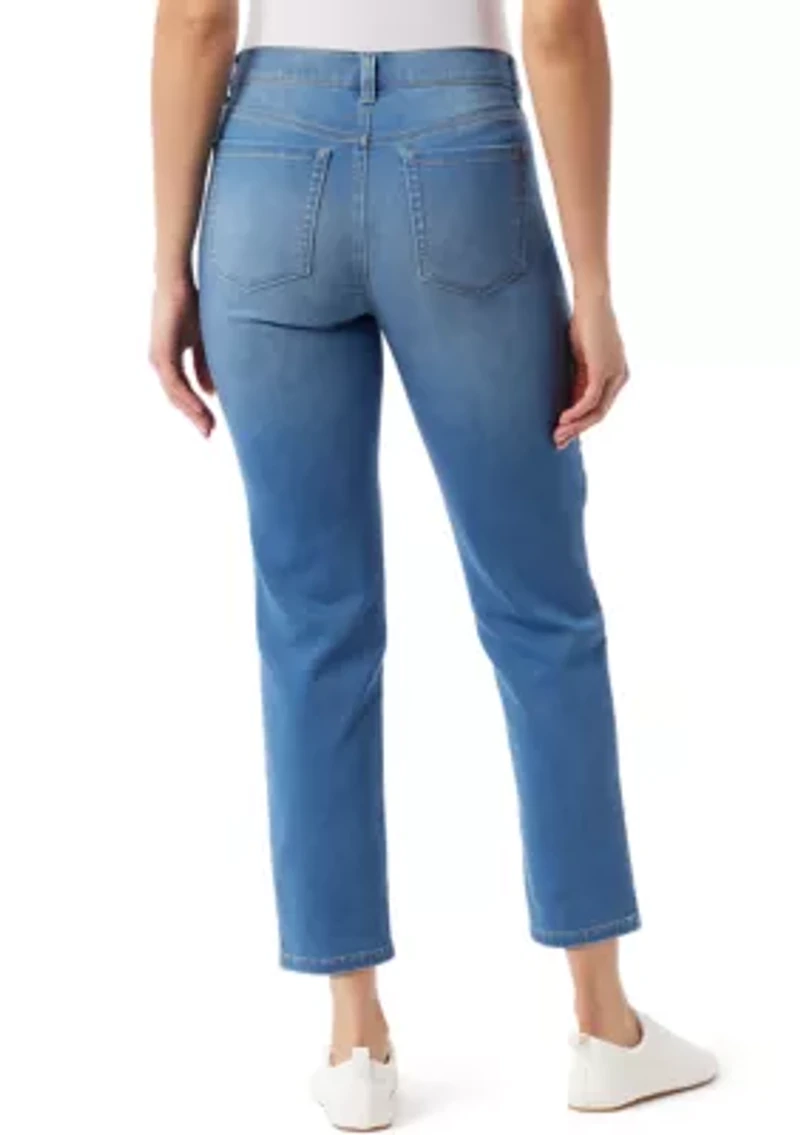 Women's 5 Pocket Straight Knit Denim Ankle Pants