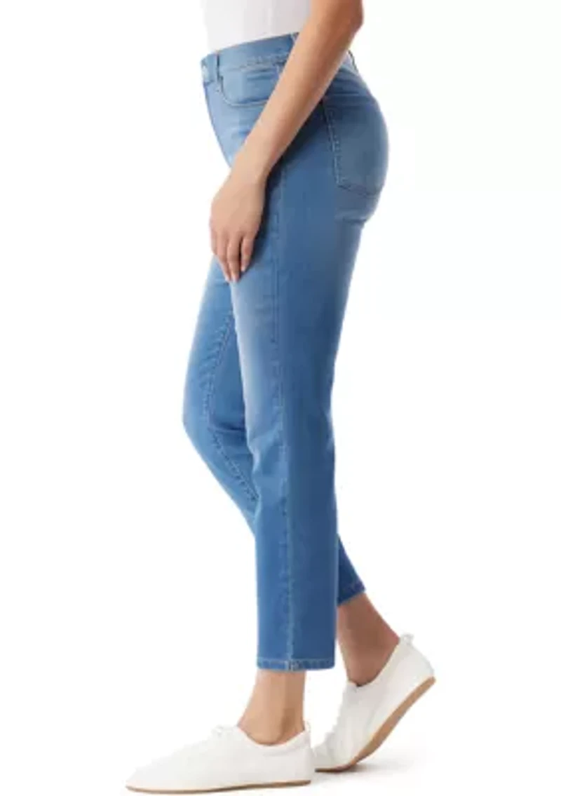 Women's 5 Pocket Straight Knit Denim Ankle Pants