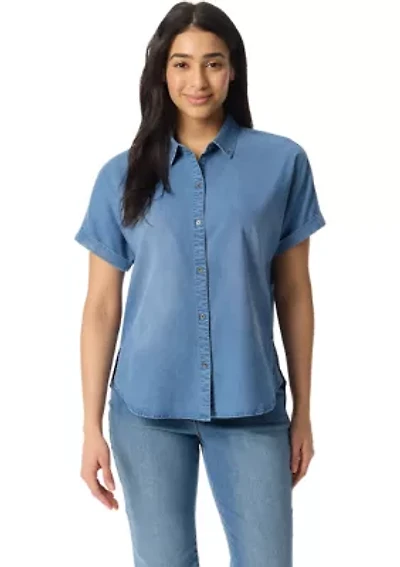 Petite Daisy Roll Sleeve Shirt