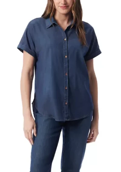 Petite Daisy Roll Sleeve Shirt
