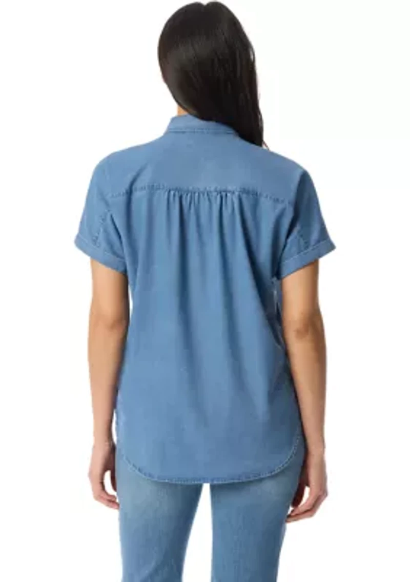 Petite Daisy Roll Sleeve Shirt