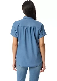Petite Daisy Roll Sleeve Shirt