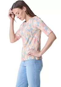 Petite Elbow Sleeve Printed Top