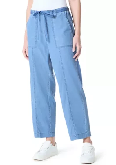 Petite Soft Fluid Straight Cropped Pants