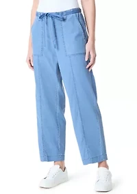Petite Soft Fluid Straight Cropped Pants