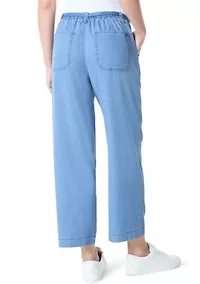 Petite Soft Fluid Straight Cropped Pants