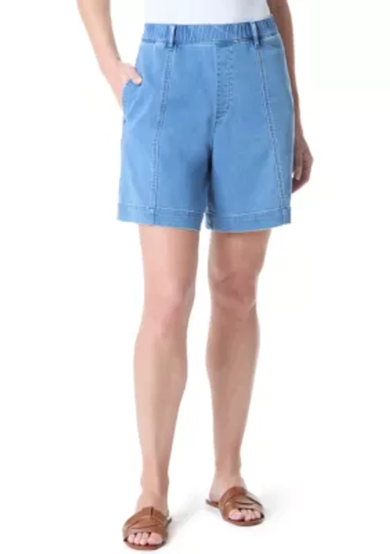 Petite Knit Denim Shorts