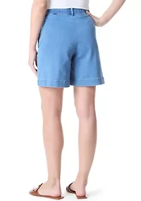 Petite Knit Denim Shorts