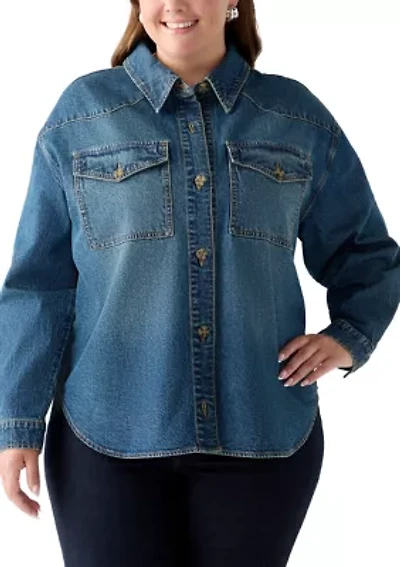Plus Denim Shacket