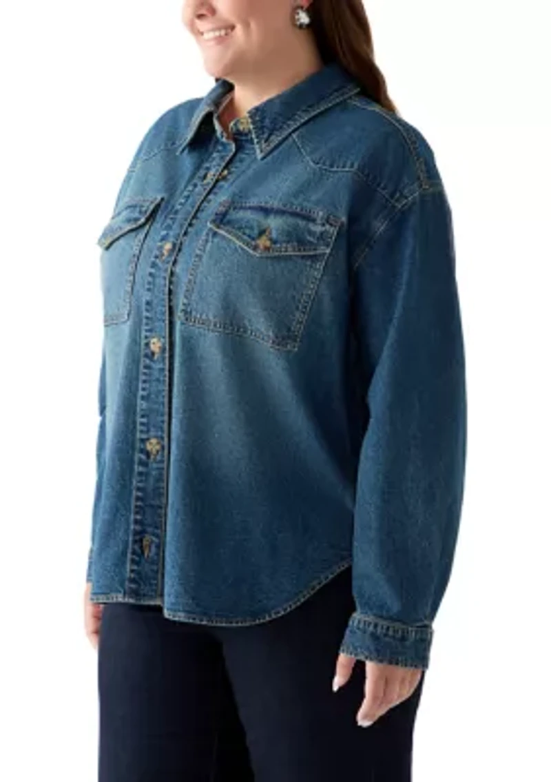 Plus Denim Shacket