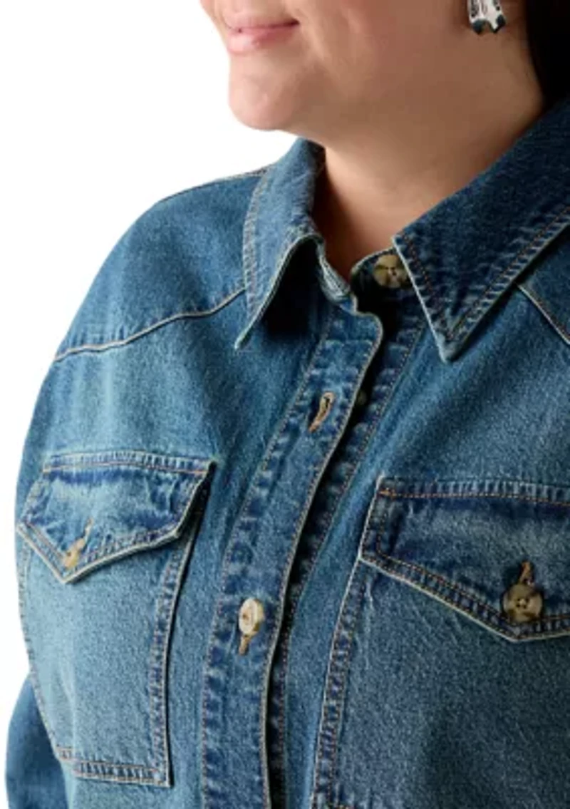 Plus Denim Shacket