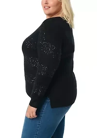 Plus Juliette Sequin Crew Sweater