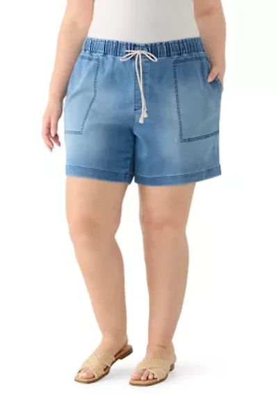 Plus Knit Denim Bermuda Shorts