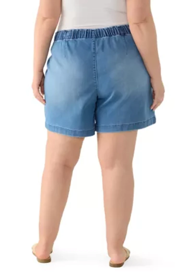 Plus Knit Denim Bermuda Shorts