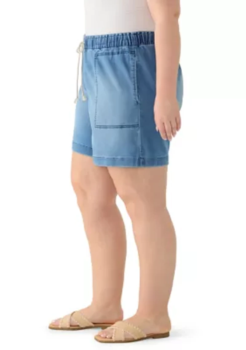 Plus Knit Denim Bermuda Shorts