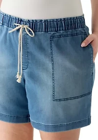 Plus Knit Denim Bermuda Shorts
