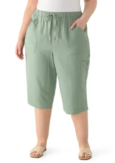 Plus Dobby Skimmer Cropped Pants