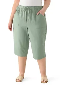 Plus Dobby Skimmer Cropped Pants