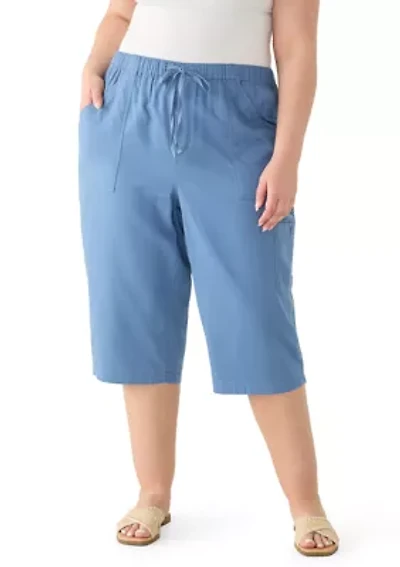 Plus Dobby Skimmer Cropped Pants