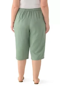 Plus Dobby Skimmer Cropped Pants