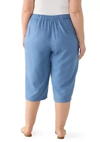 Plus Dobby Skimmer Cropped Pants