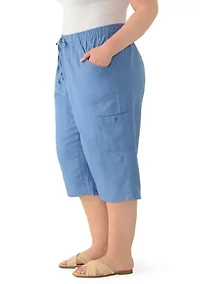 Plus Dobby Skimmer Cropped Pants