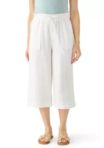 Petite Cropped Linen Pants