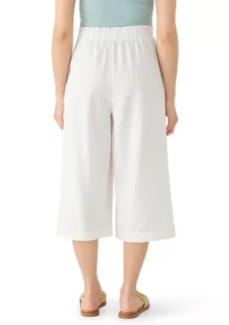 Petite Cropped Linen Pants